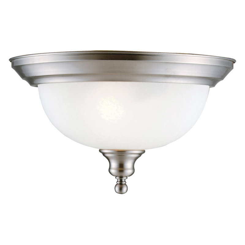 Plafonnier encastré simple en forme de bol 13,38 po Faysal, Nickel satiné, Albâtre