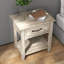 Table de chevet avec tiroir et tablettes ouvertes, table de chevet en bois avec rangement