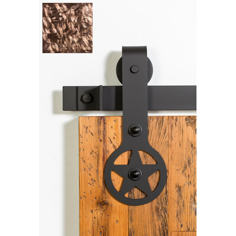 Ensemble de quincaillerie de porte de grange simple standard de qualité supérieure Ranger, 60 po, Cuivré à la machine