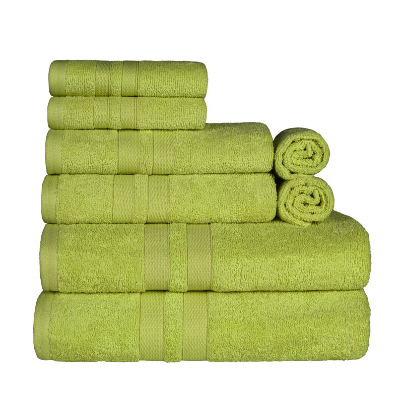 Blue Nile Mills Ultra Absorbent 8-Piece 100% Cotton Towel Set, Celery