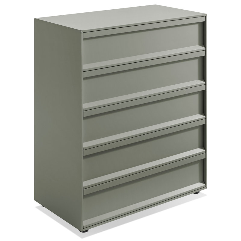 Commode 5 tiroirs Superchoice, Gris / vert