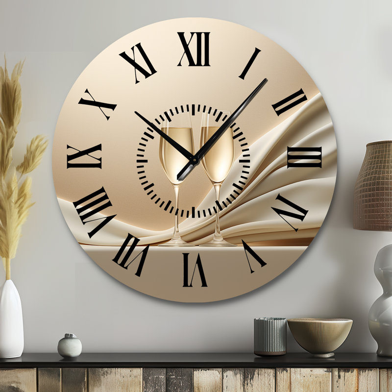 Horloge murale champagne champagne Toast Of Tranquility, Grand