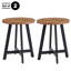 Ensemble de tables de bout - 2 tables d'appoint rondes industrielles avec dessus en panneau de fibres à densité moyenne et cadres en métal - pour le salon, la chambre à coucher ou le dortoir