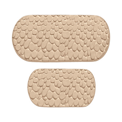 Polyester holiday carpet 47.2IN 2 Pieces Memorys Foam Bath Mat  Cobblestones Bathroom Rugs Super Water Absorbent Bath Mats for Bathroom Machines Washable Bath Rugs