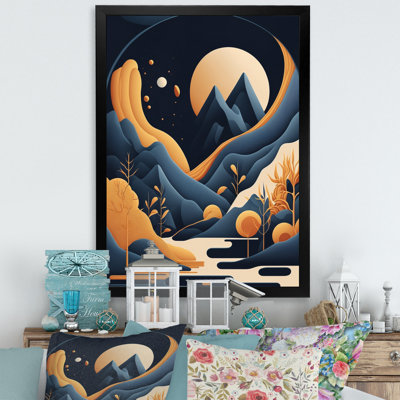 Full White Moon Over The Mountains III - Landscape Mountains Wall Art Print