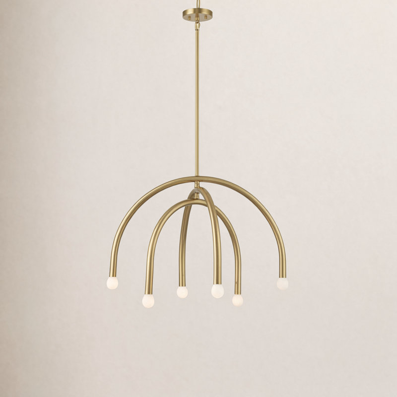 Yula 6-Light Chandelier in Natural Brass, Natural Brass