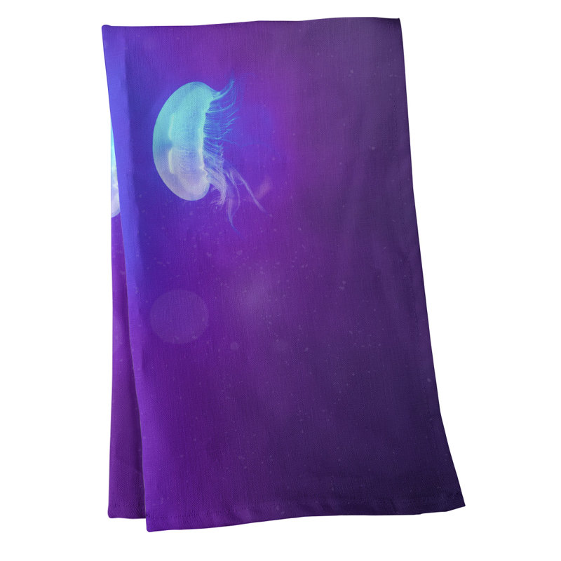 Serviette de thé néon jellyfish, Sergé de coton