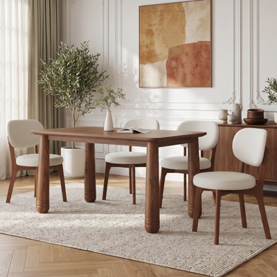 Table de salle à manger rectangulaire en bois massif de 160 cm (63 po), style campagnard, pour 4 à 6 personnes, montage facile.