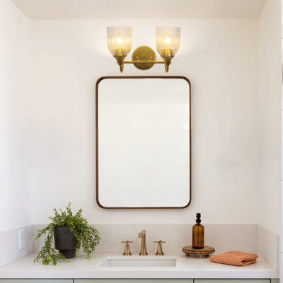 Bathroom Vanity Light Over Mirror, Modern Vanity Lighting with Texture Glass Shade, Wall Mount Bathroom Light Fixtures, E26 Base
