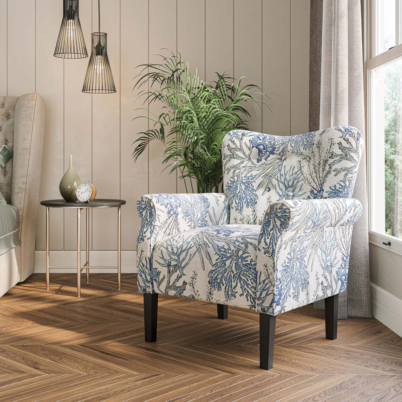Fauteuil rembourré en polyester 30,3 po Modern, Blue Coral Polyester