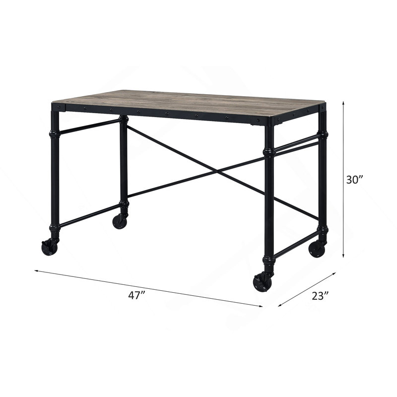 Bureau Oklarth en chêne rustique et finition noire OF00103