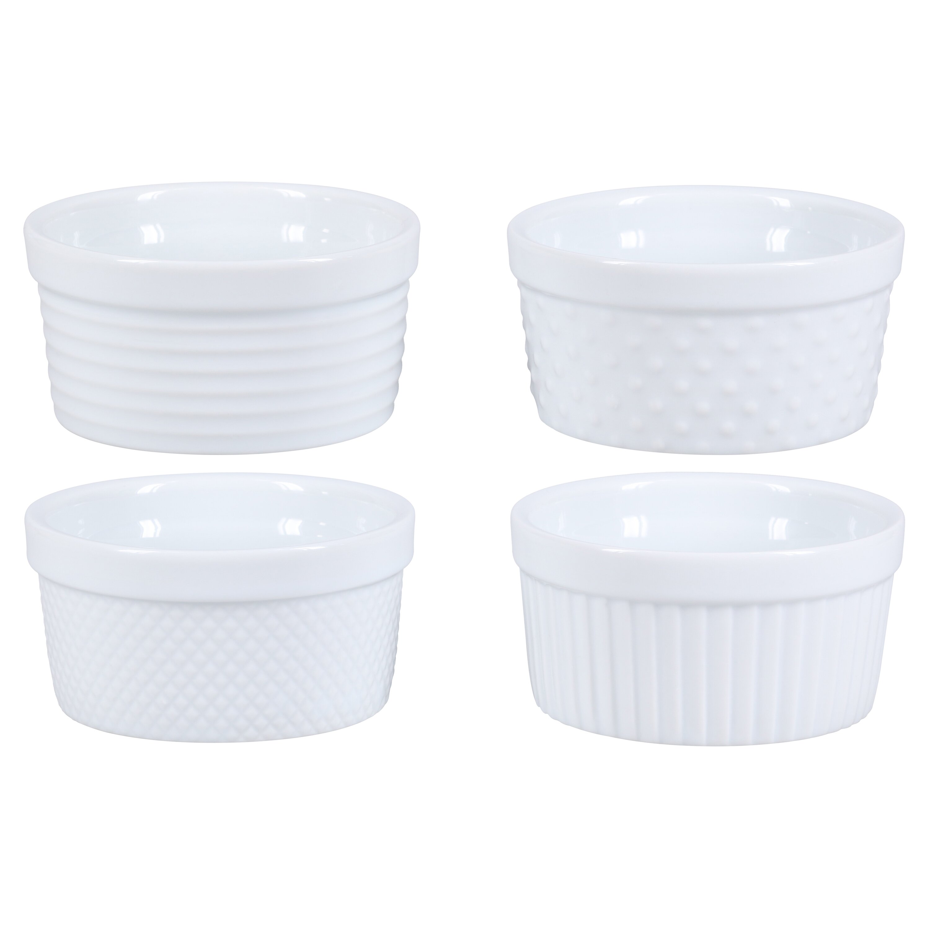 MALACASA 6-Piece Porcelain 7 fl.oz. Square Ramekin Dish Set with