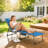 Folding Outdoor Chaise Lounge Chair Tanning Chair With 5-Level Adjustable Back, Side Table, Pillow, Pocket, Gray-589893249-589893251