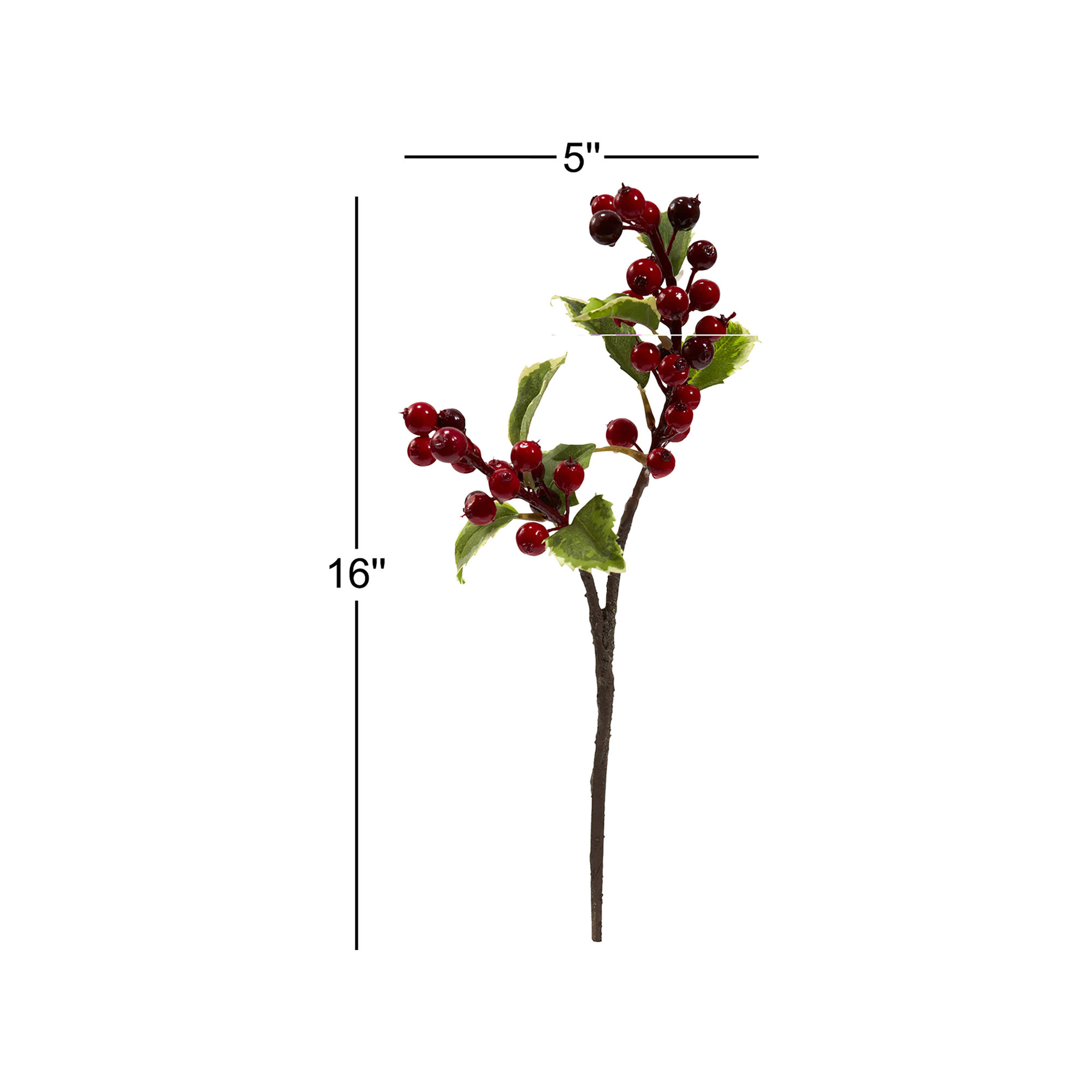 16'' Faux Holly Branch