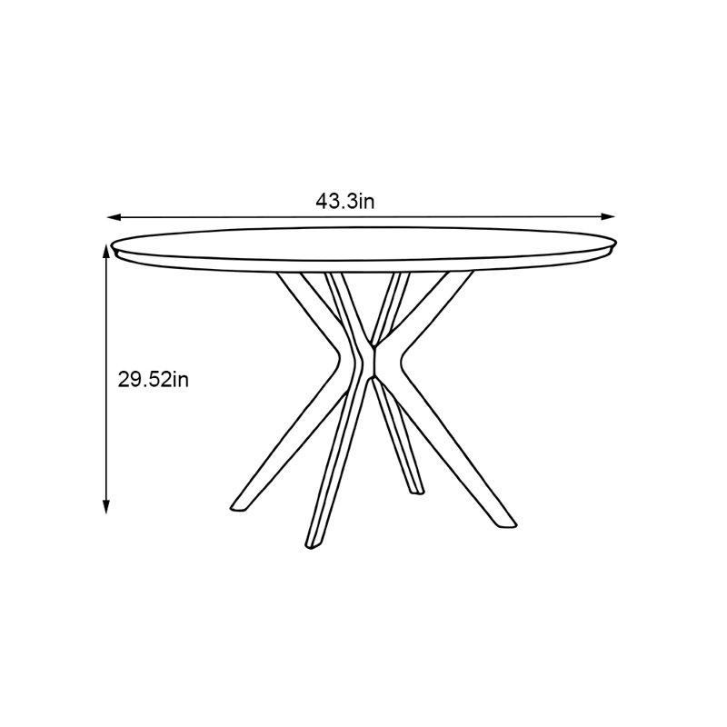 Petite table ronde moderne et simple, H 29,52 po x L 43,3 po x l 43,3 po 