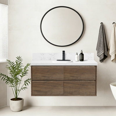 Élégants meubles-lavabos peu encombrants avec armoire et lavabo en bois pour les salles de bain modernes