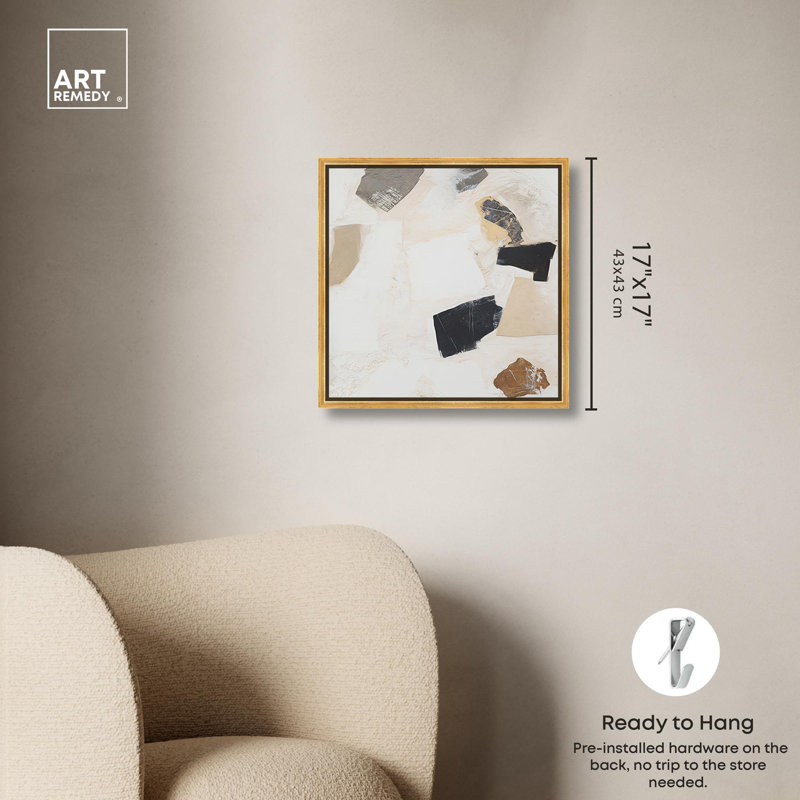 Impression sur toile, art abstrait Boho par Art Remedy, Cadre flottant doré, H 17 po x l 17 po x P 1,8 po