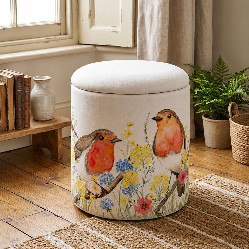 Claunch 40cm Wide Block Print Footstool Ottoman