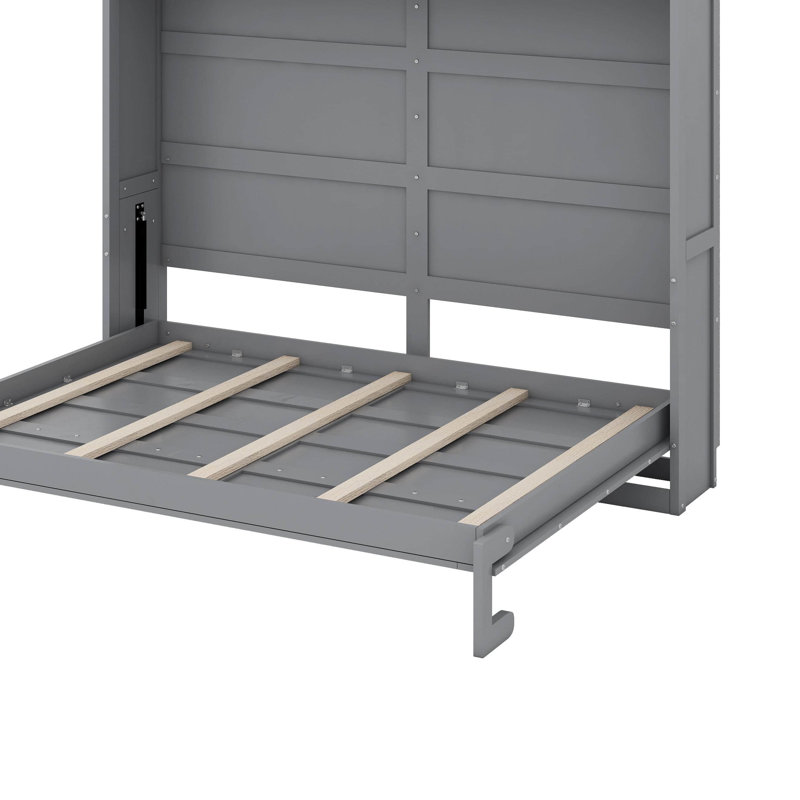 Grand lit escamotable avec tablettes supérieures et port USB