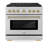 ZLINE 36 in. 6 Burner Gas Range with Convection Gas Oven in Stainless Steel and Accents