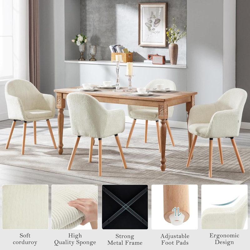 Osuna 49cm H Polyester Blend Upholstered Full Back Armchair, Beige, 2