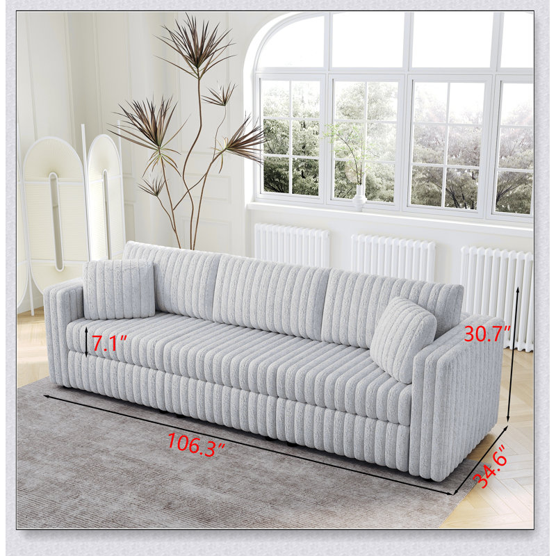 Canapé modulaire 106,3 pouces pour 3 personnes avec sièges confortables et design distinctif pour les chambres modernes
