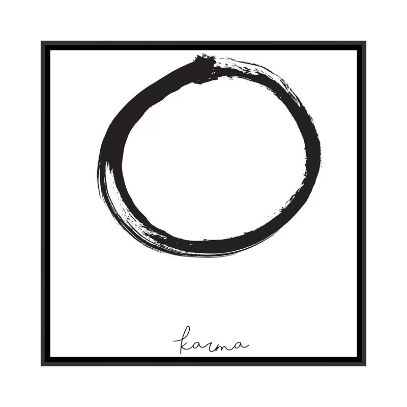 «Karma», reproduction sur toile, H 18 po x l 18 po x P 1,5 po, Toile avec cadre noir, Pas de tapis