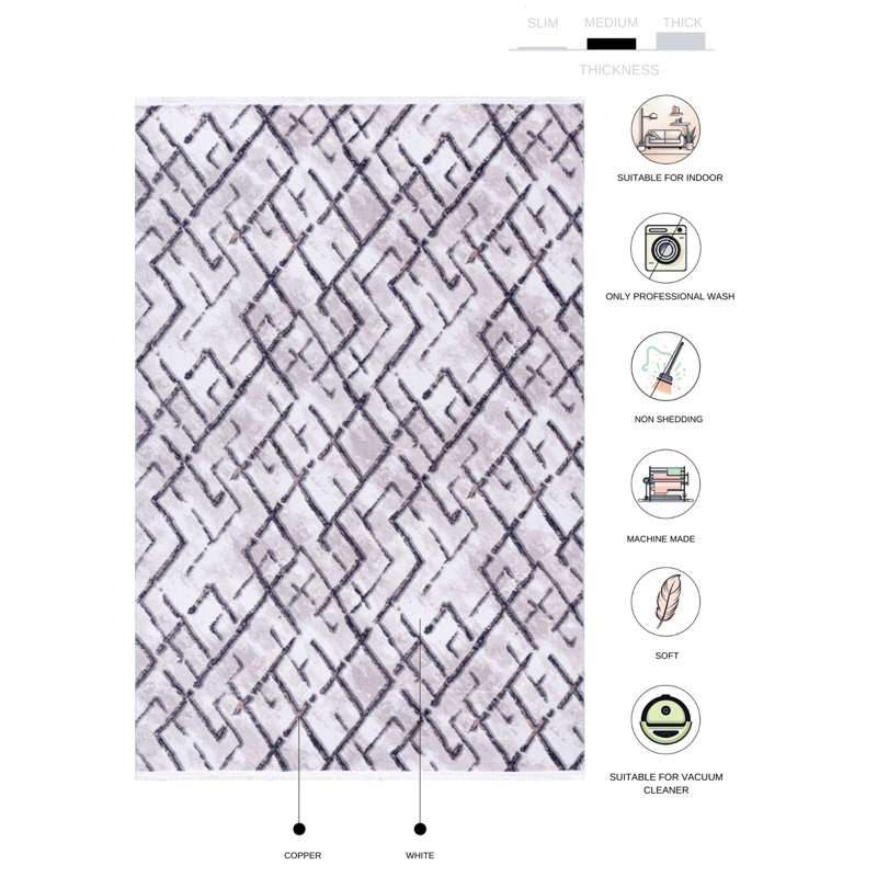 Tapis Konni avec envers antidérapant, Tapis de couloir 2 pi 8 po x 9 pi 11 po