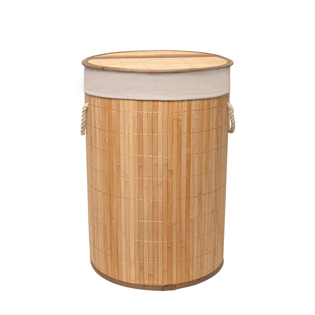 MantraRaj Bamboo Laundry Basket with Handles 50L Folding Bamboo Hamper Basket With Lid (Brown)