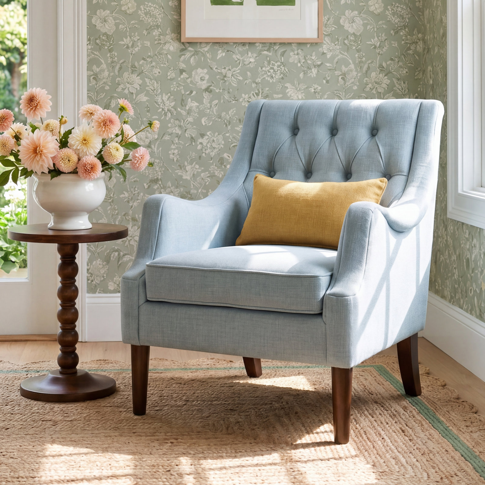 Anatonia Wingback Chair, Navy