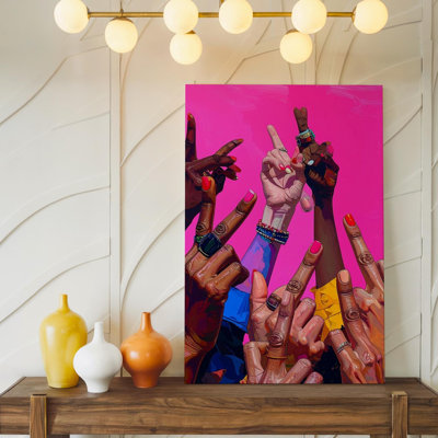 Pop Art Empowerment Canvasbold Hands Reaching Upward With Vibrant Colors Wall Canvas Wall Art Ready To Hang Gallery Wrapped Home Decor