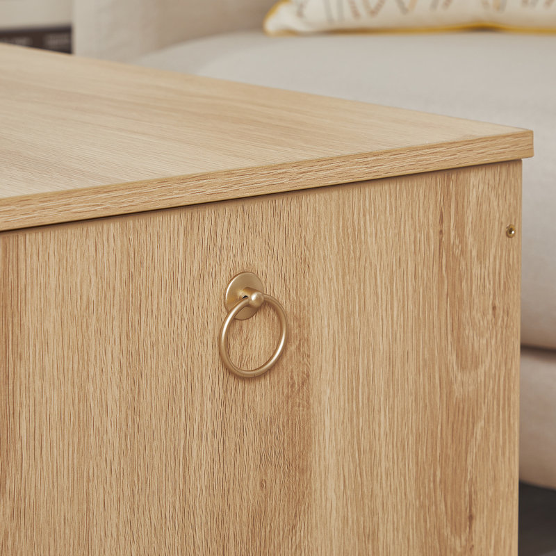 Bayne Blanket Storage Bench with Rattan, Natural