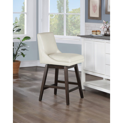 Stepfanie Swivel Upholstered Counter Stool with Solid Wood Frame