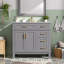 Meuble-lavabo moderne 36 po avec lavabo en céramique, portes à fermeture douce, 4 tiroirs de rangement-239287509