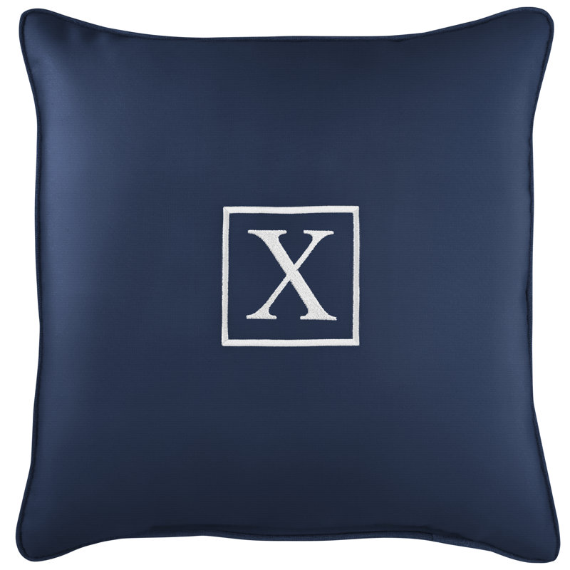Kettil Embroidered Sunbrella® Outdoor Throw Pillow, Canvas Navy Sunbrella® Canvas, X