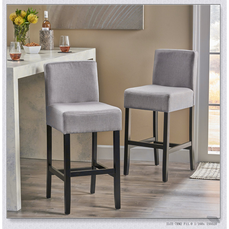 Fabric Barstool with Solid Wood Frame and Swiveling Seat for Comfortable Seating and Adjustable Height Functionality
