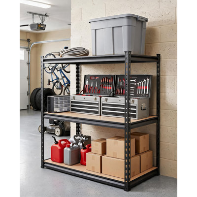 Étagère de garage robuste et réglable en métal, 3 niveaux, en acier, 91,4 cm (L) x 45,7 cm (P) x 91,4 cm (H), capacité de 612 kg, idéale pour entrepôt, sous-sol ou garde-manger | Couleur : non applicable | Dimensions : 90 x 45 x 91,2 cm