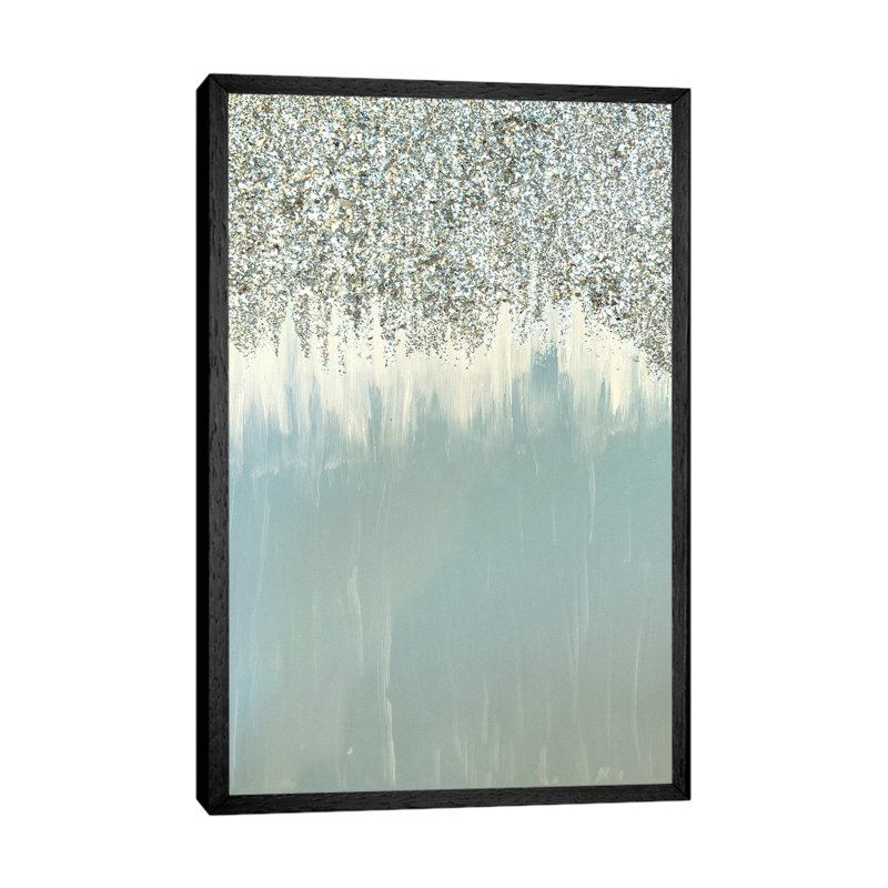 Blue And Silver Shimmer by Amber Lamoreaux - Painting on Canvas, Black Framed, 101.6 cm H x 66.04 cm W