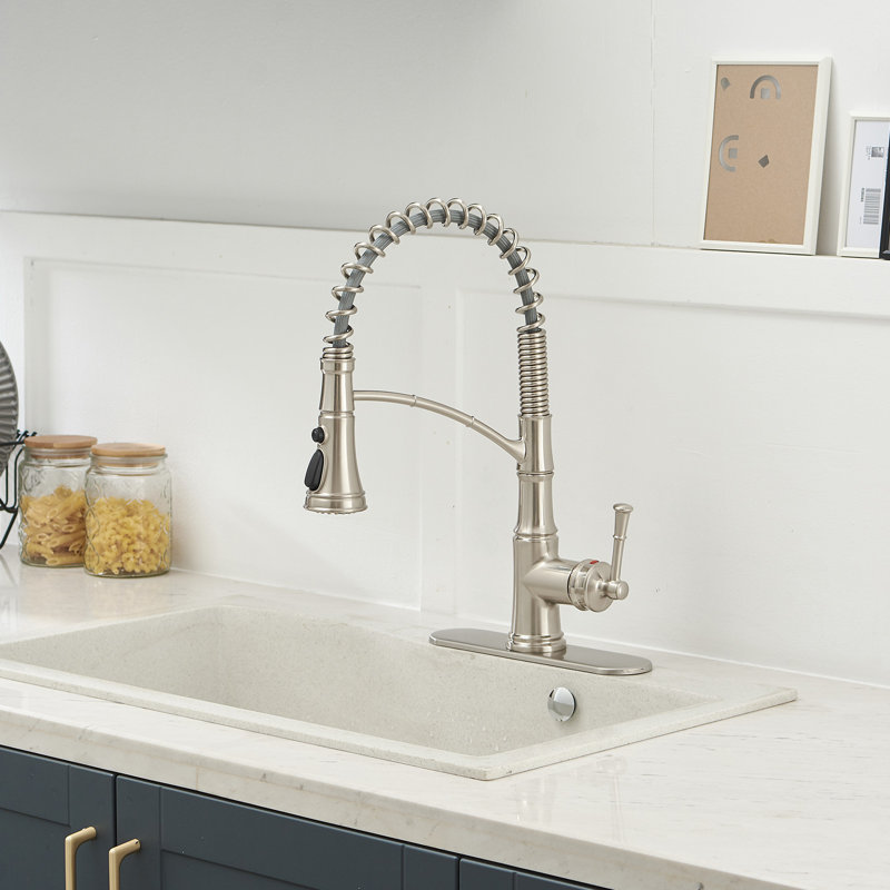 Single-Handle Pull-Down Sprayer 3 Spray Kitchen Faucet, Brushed Nickel