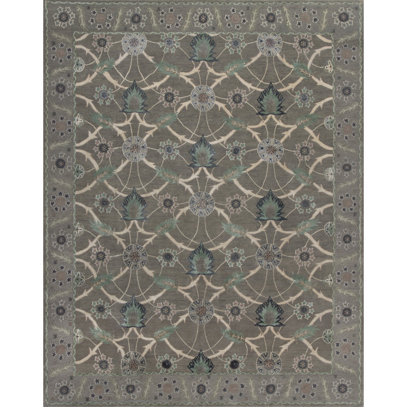 Persia Oriental Area Rug in Ivory/Shark-Gray/Dusty Lavender/Charcoal, Rectangle 10' x 14'