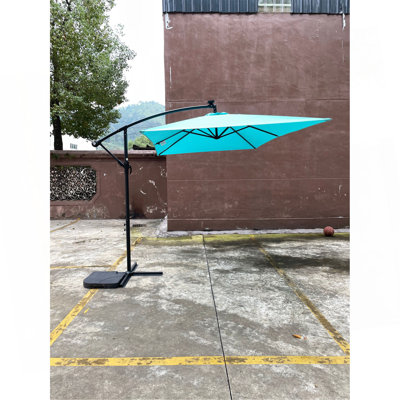 Parasol de terrasse rectangulaire 2X3m à énergie solaire à DEL avec parasol imperméable à 6 côtes avec manivelle et base en croix pour terrasse de jardin