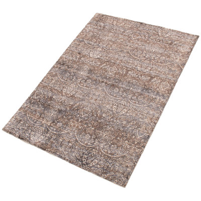 Milanna One-of-a-Kind 5'3" x 7'5" 2010s Rectangle Viscose Area Rug in Brown
