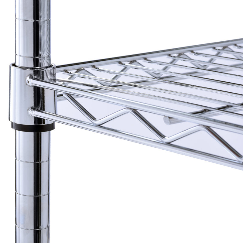 Adjustable Chrome 5-Tier Wire Shelving Unit for Kitchen and Garage