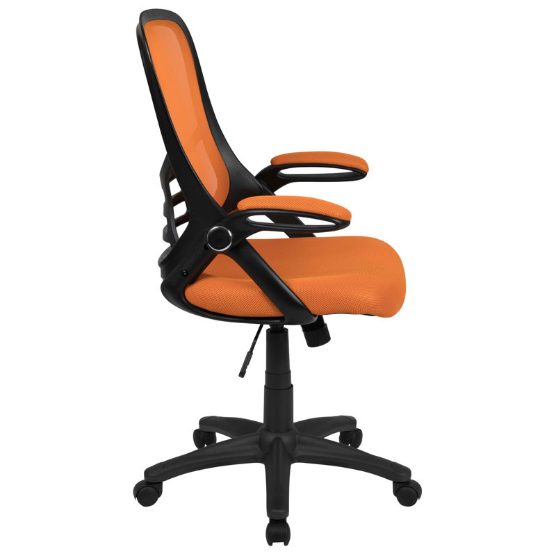 High Back Orange Mesh Ergonomic Swivel Office Chair with Adjustable Arms
