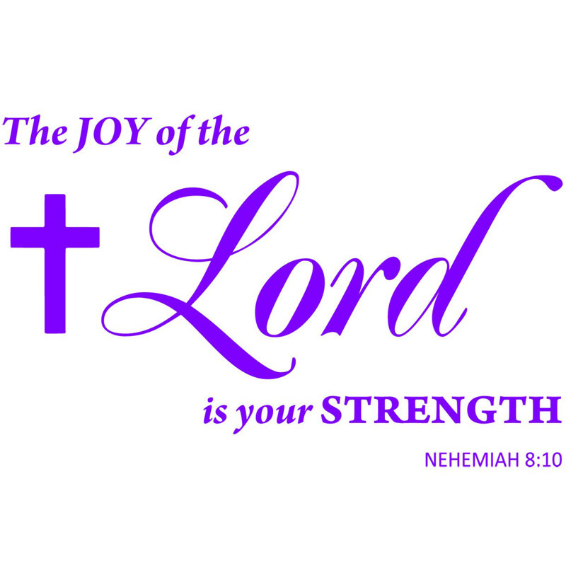 Décalcomanie murale nehemiah 8:10 pour le plaisir du seigneur, H 10 po x l 16 po, Mauve