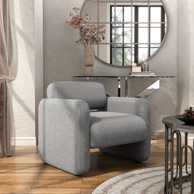 Panane 32'' Wide Armchair, Gray Boucle