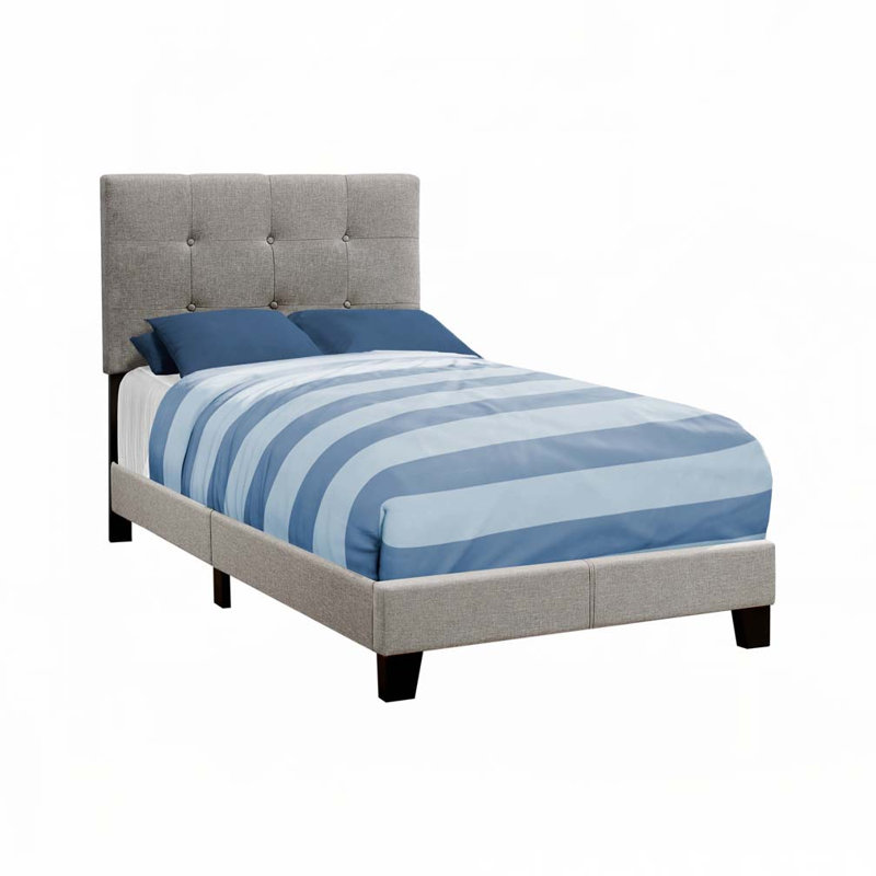 Lit plateforme en tissu d'ameublement, gris, Simple