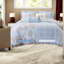Ensemble de literie à fleurs bleues, couette en microfibre pour lit double et queen, style champêtre