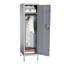 Armoire métallique de 140 cm de haut, casier de rangement en acier gris avec porte ventilée, serrure et crochets latéraux pour chambre ou bureau à domicile