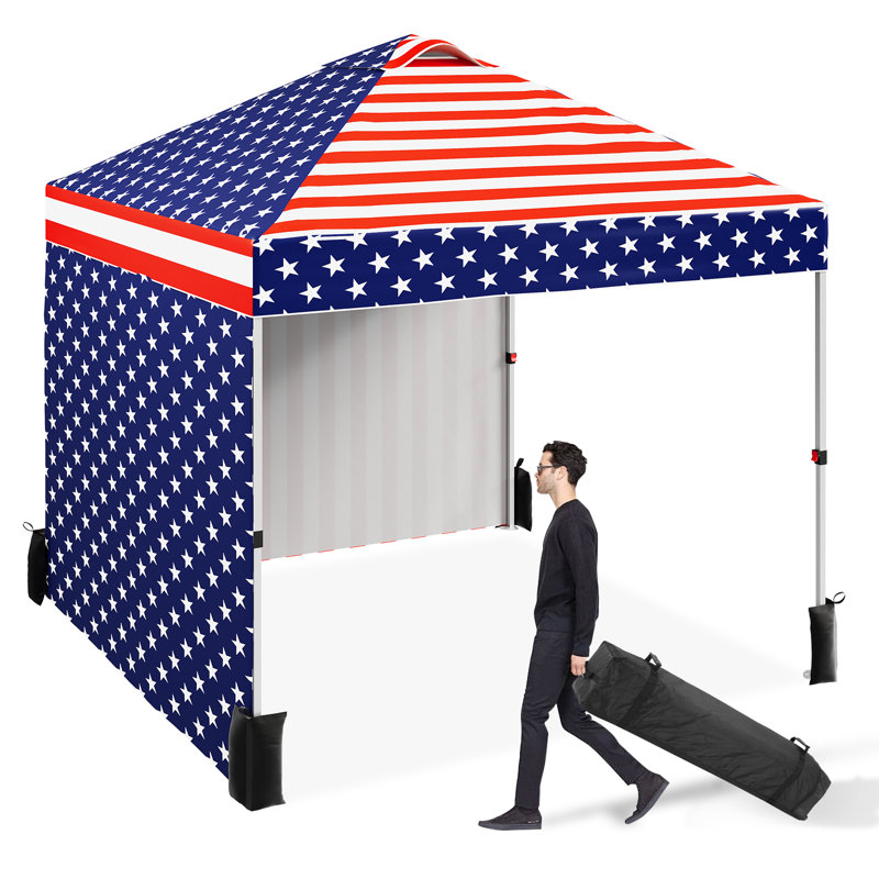 10x10ft Pop-Up Canopy Tent with UV Protection & Waterproof, Complete Setup Kit, Commercial-Grade Steel Frame, Flag